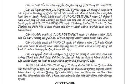 Nghị quyết Tán thành chủ trương sắp xếp đơn vị hành chính cấp xã của tỉnh Quảng Ngãi năm 2025
