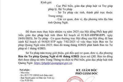 Sở Tư pháp Quảng Ngãi giới thiệu, gửi Bản tin Tư pháp Quảng Ngãi  số 01 tháng 4/2025